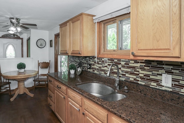 511 Crystal Ave, South Elgin, IL 60177 - kitchen featuring decorative backsplash, plenty of natural light, and dark stone countertops