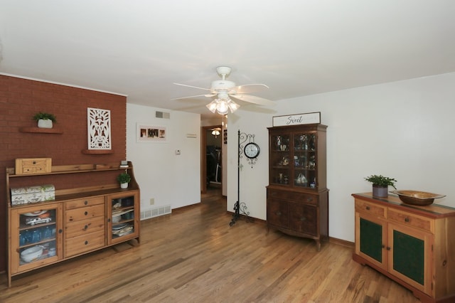 511 Crystal Ave, South Elgin, IL 60177 - living area featuring a ceiling fan and wood finished floors