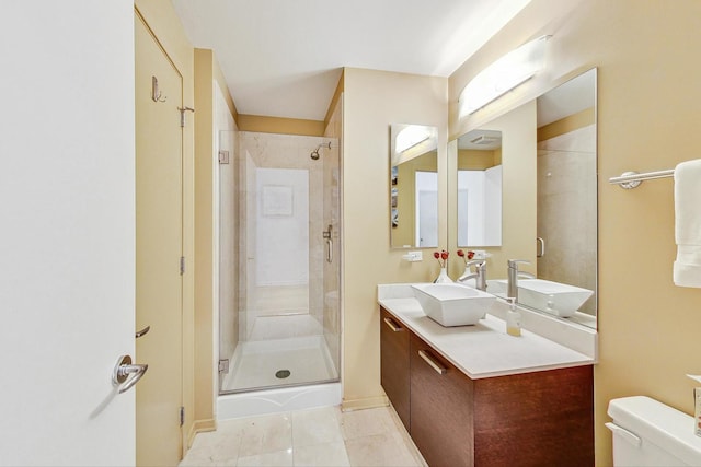 500 W Superior St Unit 1804, Chicago, IL 60654 - bathroom with vanity, a shower stall, and tile patterned floors