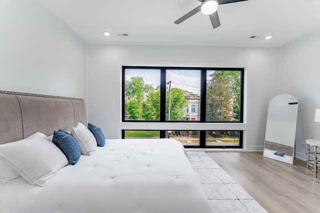 4210 W 5th Ave, Chicago, IL 60624 - bedroom featuring wood finished floors, recessed lighting, and ceiling fan