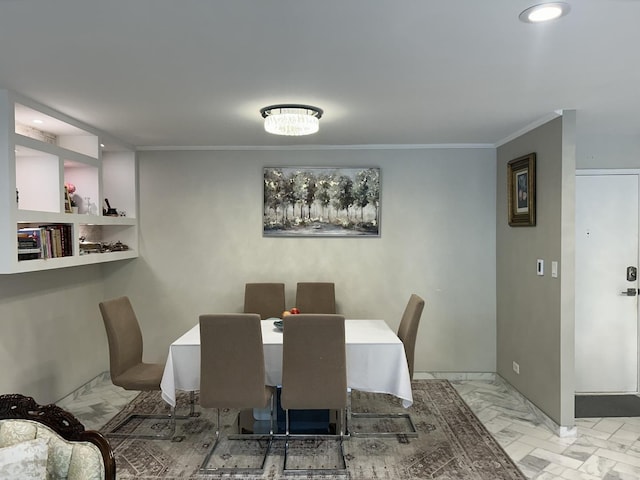 1103 S Hunt Club Dr Unit 125, Mount Prospect, IL 60056 - dining room with crown molding, marble finish floors, and recessed lighting