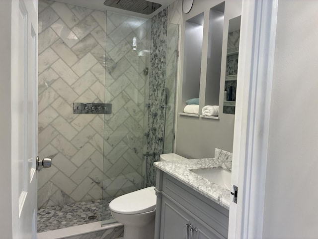 1103 S Hunt Club Dr Unit 125, Mount Prospect, IL 60056 - bathroom with vanity, a shower stall, and marble finish floors