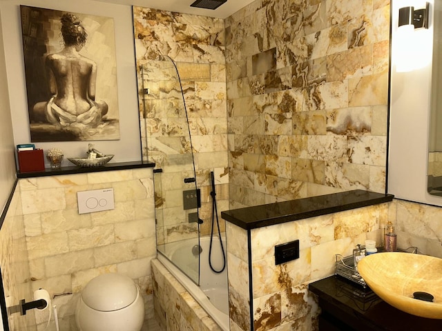 1103 S Hunt Club Dr Unit 125, Mount Prospect, IL 60056 - bathroom featuring vanity and a combined bath / shower with rainfall shower