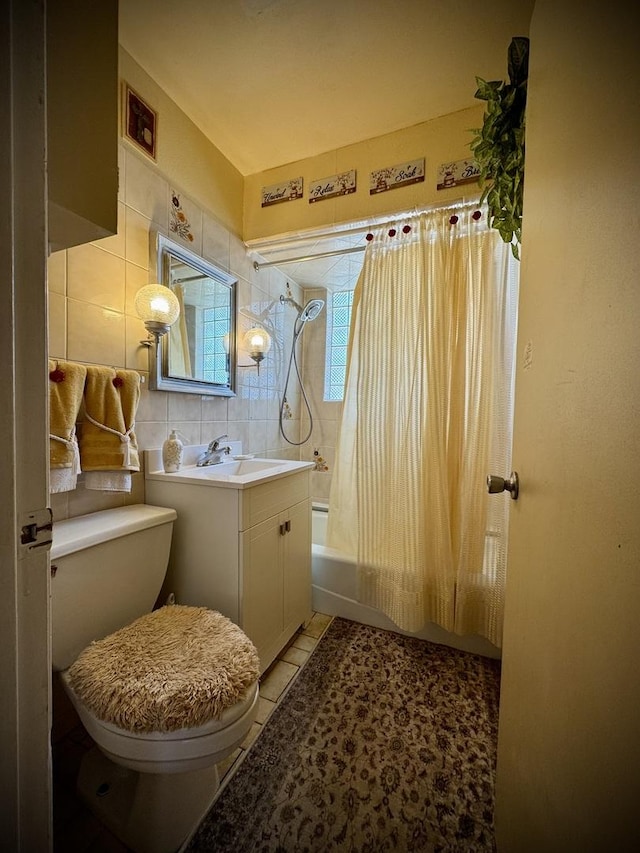 15235 Cottage Grove Ave, Dolton, IL 60419 - bathroom featuring shower / tub combo with curtain, vanity, and tile patterned floors