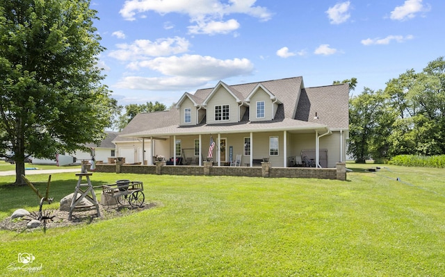 131 E Main St, Essex, IL 60935 - farmhouse featuring a porch, a front lawn, an attached garage, and roof with shingles