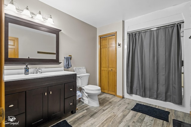 131 E Main St, Essex, IL 60935 - bathroom featuring wood finished floors, vanity, and shower / bath combo with shower curtain