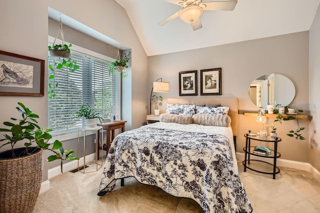 12723 Hawks Bill Ln, Plainfield, IL 60585 - bedroom featuring vaulted ceiling and ceiling fan