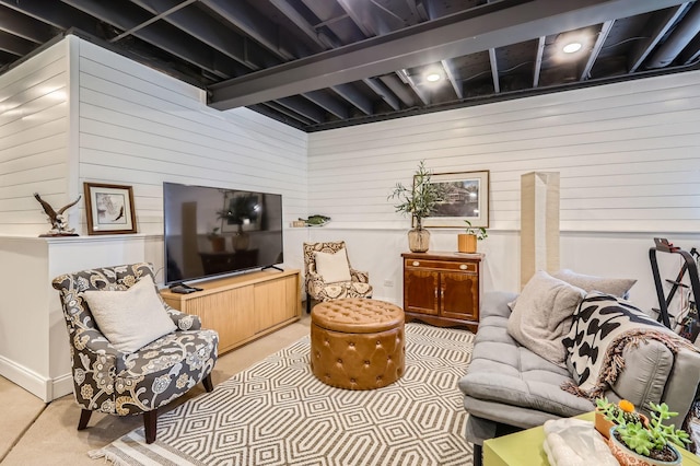 12723 Hawks Bill Ln, Plainfield, IL 60585 - living room with wooden walls and light colored carpet