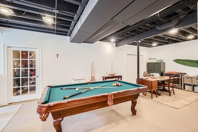 12723 Hawks Bill Ln, Plainfield, IL 60585 - rec room with billiards and finished concrete flooring
