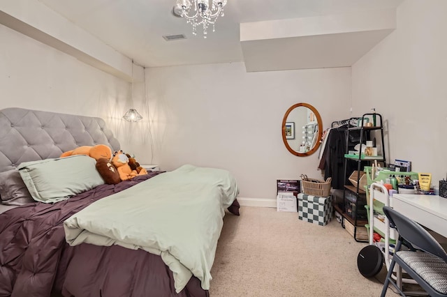 12723 Hawks Bill Ln, Plainfield, IL 60585 - carpeted bedroom with a chandelier and baseboards