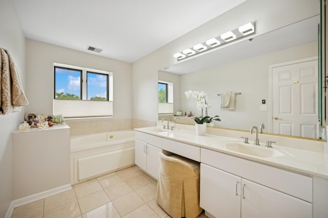 451 Town Place Cir Unit 308, Buffalo Grove, IL 60089 - full bath featuring double vanity, a bath, and tile patterned floors