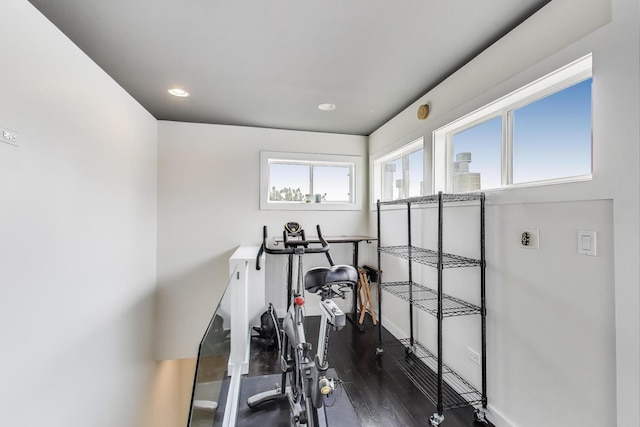 1028 N Hermitage Ave Unit 3, Chicago, IL 60622 - exercise room featuring dark wood-style floors and recessed lighting
