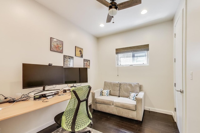 1028 N Hermitage Ave Unit 3, Chicago, IL 60622 - office space featuring wood-type flooring, a ceiling fan, and recessed lighting
