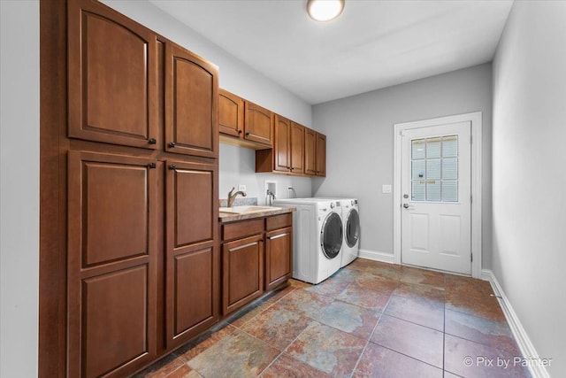 2814 Hapner Way, Batavia, IL 60510 - laundry area with cabinet space, independent washer and dryer, and stone finish floors