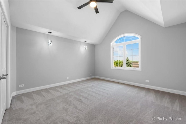 2814 Hapner Way, Batavia, IL 60510 - unfurnished room featuring carpet, ceiling fan, and vaulted ceiling