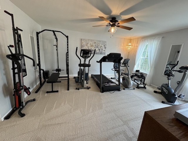 189 E Lark Ave, Cortland, IL 60112 - exercise room featuring a ceiling fan and carpet