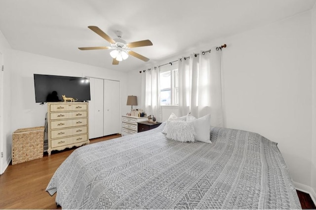 3617 W 63rd Pl, Chicago, IL 60629 - bedroom with wood finished floors, a closet, and a ceiling fan