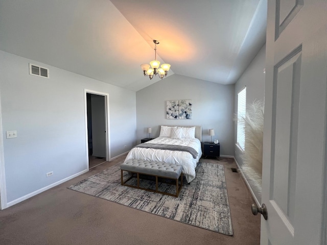 56 Veneto Ct, Streamwood, IL 60107 - carpeted bedroom featuring lofted ceiling and a chandelier