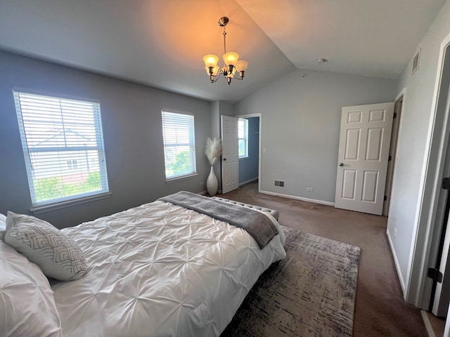 56 Veneto Ct, Streamwood, IL 60107 - bedroom with a chandelier, lofted ceiling, and carpet flooring