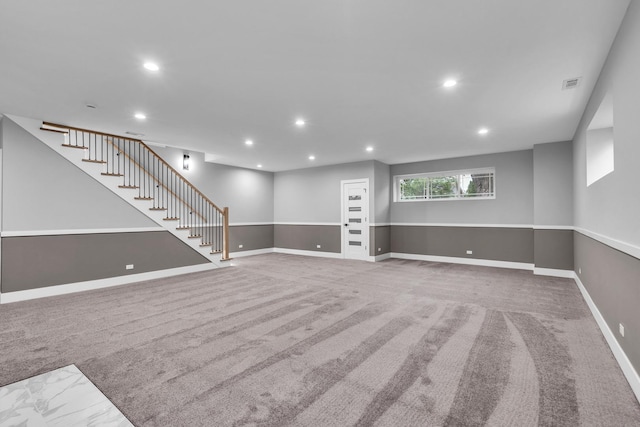 7635 W Balmoral Ave, Chicago, IL 60656 - basement with recessed lighting, carpet, and stairs