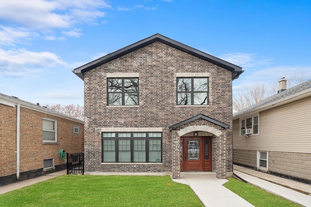 3628 S 54th Ct, Cicero, IL 60804 - view of front facade featuring brick siding, a front yard, and cooling unit