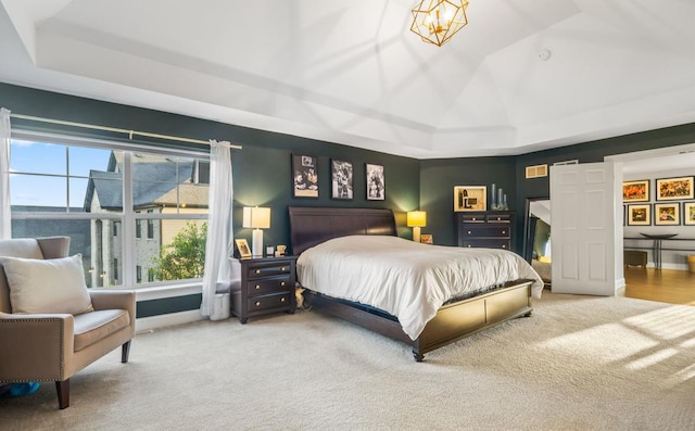 13052 Dunmoor Dr, Lemont, IL 60439 - carpeted bedroom featuring a tray ceiling and lofted ceiling