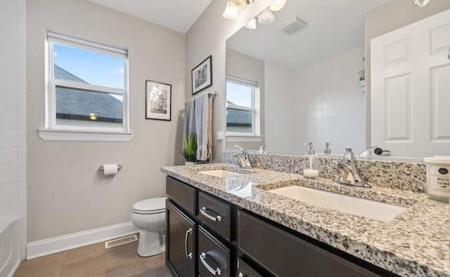 13052 Dunmoor Dr, Lemont, IL 60439 - full bath with double vanity and tile patterned floors