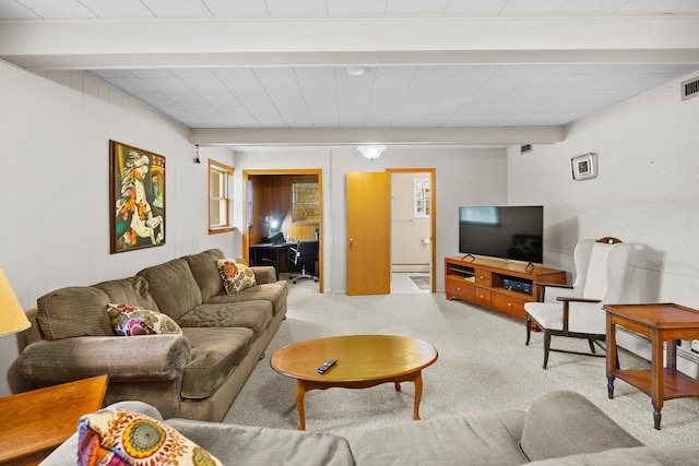 3717 W High St, Mchenry, IL 60050 - living room with baseboard heating, carpet floors, plenty of natural light, and a desk