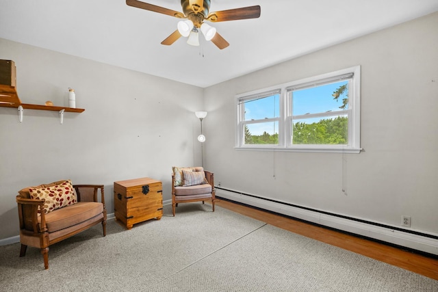 3717 W High St, Mchenry, IL 60050 - sitting room featuring baseboard heating and ceiling fan