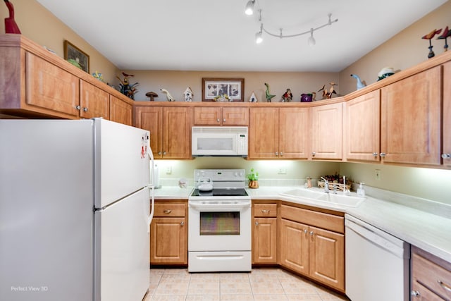 1503 Woodbridge Rd Unit 3E, Joliet, IL 60436 - kitchen featuring white appliances, light countertops, and light tile patterned floors