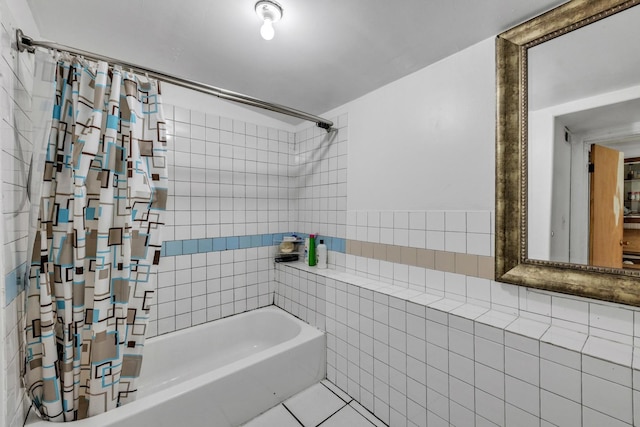 3031 S Central Park Ave, Chicago, IL 60623 - full bathroom with shower / tub combo with curtain, tile walls, and tile patterned floors