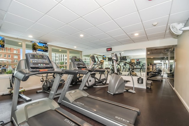 111 E Chestnut St Unit 4400J, Chicago, IL 60611 - workout area featuring a drop ceiling and recessed lighting
