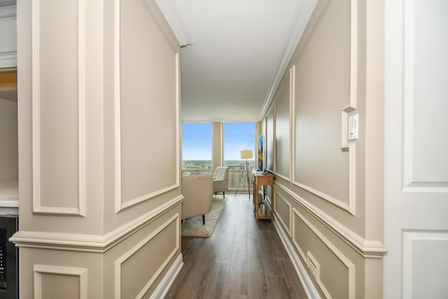111 E Chestnut St Unit 4400J, Chicago, IL 60611 - hallway with dark wood-type flooring and a decorative wall