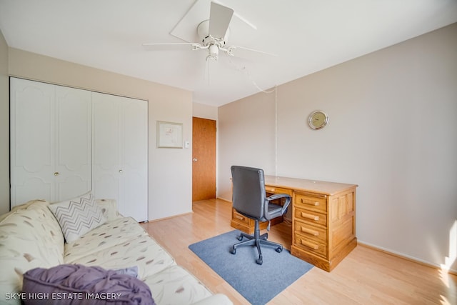 9716 S Karlov Ave S Unit 307, Oak Lawn, IL 60453 - office featuring light wood-style floors and ceiling fan