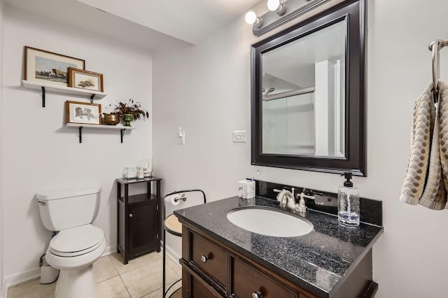 12740 Hawks Bill Ln, Plainfield, IL 60585 - bathroom featuring vanity, tile patterned flooring, and a shower with shower door