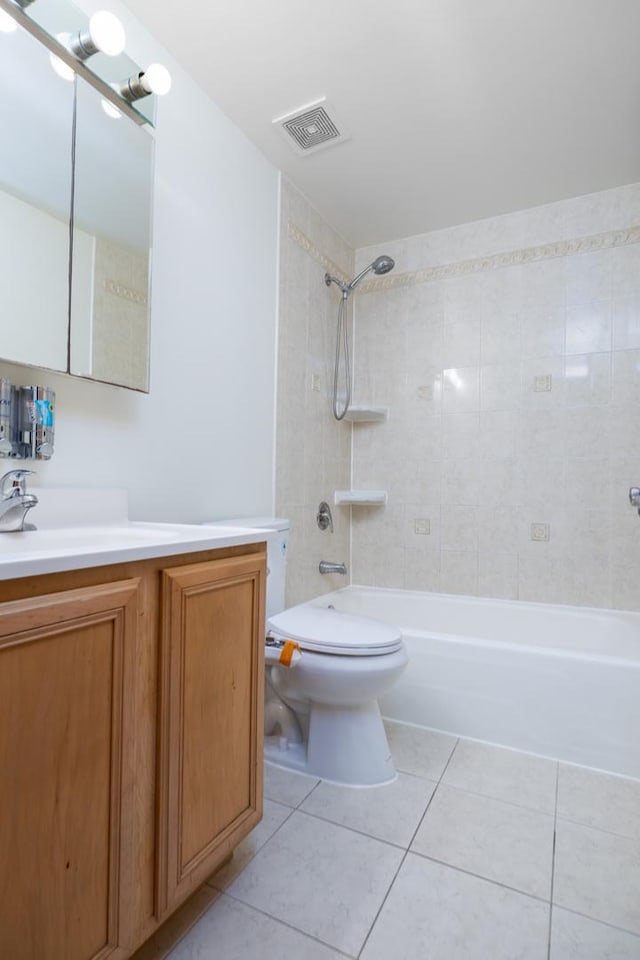 5457 W Edmunds St Unit 1A, Chicago, IL 60630 - bathroom featuring shower / bath combination, vanity, and tile patterned floors