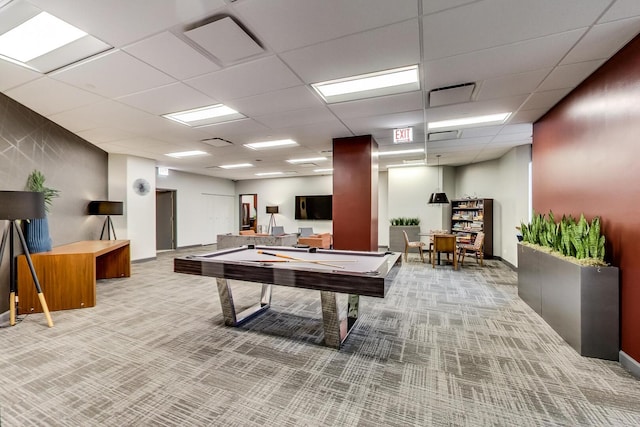 3660 N Lake Shore Dr Unit 3304, Chicago, IL 60613 - rec room with carpet flooring, billiards table, and a paneled ceiling