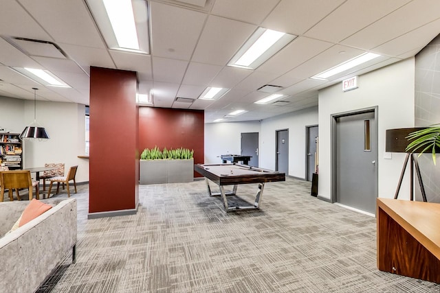 3660 N Lake Shore Dr Unit 3304, Chicago, IL 60613 - recreation room featuring carpet, a drop ceiling, and billiards table
