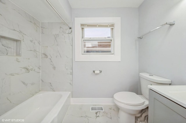 6545 S Hamilton Ave, Chicago, IL 60636 - bathroom featuring marble look tile flooring, vanity, and shower / washtub combination