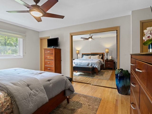 922 S School St, Mount Prospect, IL 60056 - bedroom featuring light wood-type flooring and ceiling fan