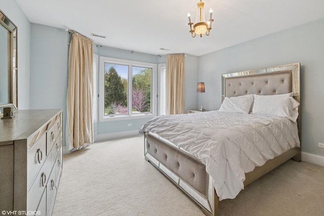 32W634 Oak Lawn Farm Rd, Wayne, IL 60184 - bedroom featuring light colored carpet and a chandelier