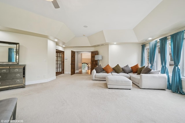 32W634 Oak Lawn Farm Rd, Wayne, IL 60184 - carpeted living area with recessed lighting and ceiling fan
