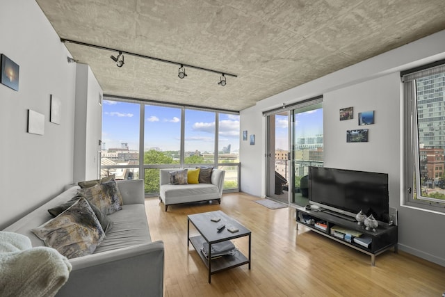 1845 S Michigan Ave Unit 701, Chicago, IL 60616 - living room featuring track lighting, wood finished floors, and floor to ceiling windows