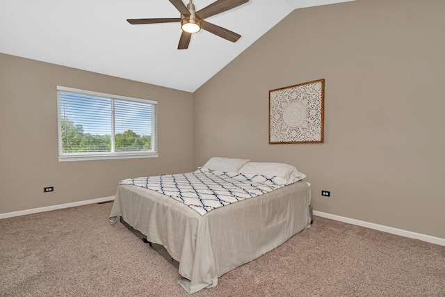 26226 W Tallgrass Trl, Channahon, IL 60410 - bedroom with light carpet, vaulted ceiling, and a ceiling fan