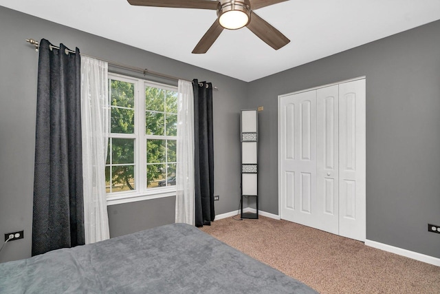 26226 W Tallgrass Trl, Channahon, IL 60410 - bedroom with carpet, ceiling fan, and a closet