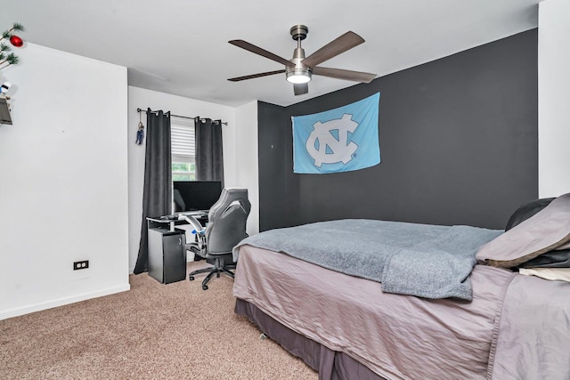 26226 W Tallgrass Trl, Channahon, IL 60410 - bedroom with light colored carpet, a desk, and ceiling fan
