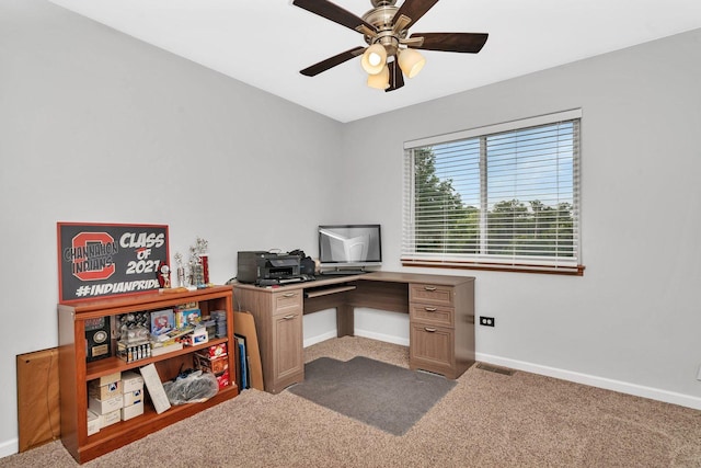 26226 W Tallgrass Trl, Channahon, IL 60410 - home office featuring ceiling fan and carpet flooring