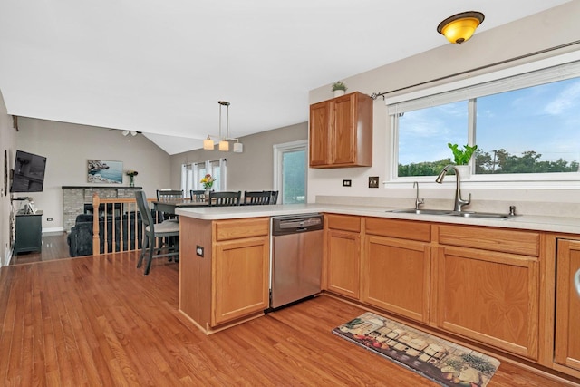 26226 W Tallgrass Trl, Channahon, IL 60410 - kitchen with dishwasher, plenty of natural light, light countertops, and vaulted ceiling