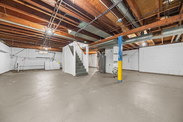 1063 S 8th Ave, Kankakee, IL 60901 - unfinished below grade area with washer and clothes dryer, stairs, and water heater