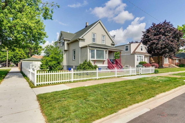 2800 Auxplaines Ave, River Grove, IL 60171 - view of front of home featuring a chimney and a fenced front yard